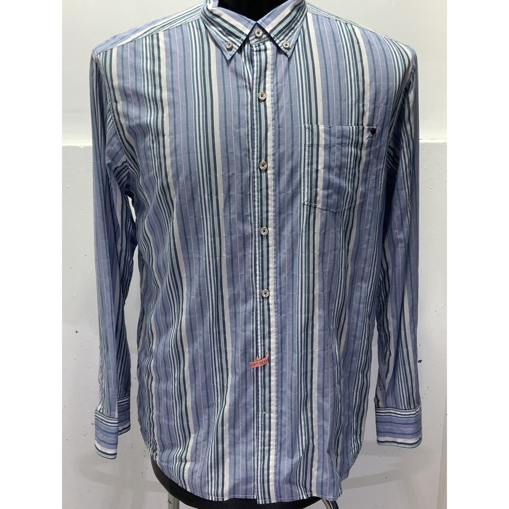 Tommy Bahama Jeans Men's Striped Shirt Button Down Long Sleeve Blue White Size L